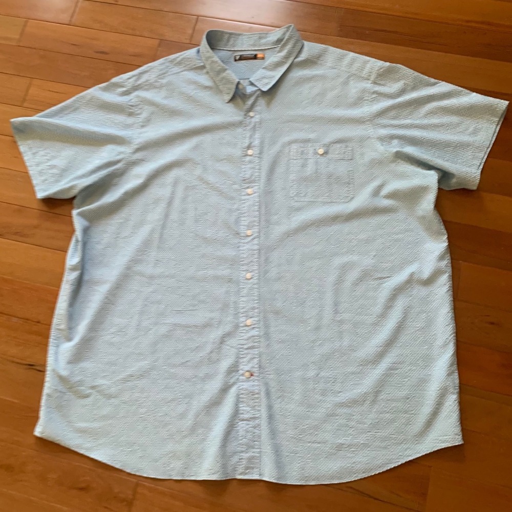 Cremieux 4XT Tall Button Front Short Shirt Light Blue Performance Sleeve Texture
